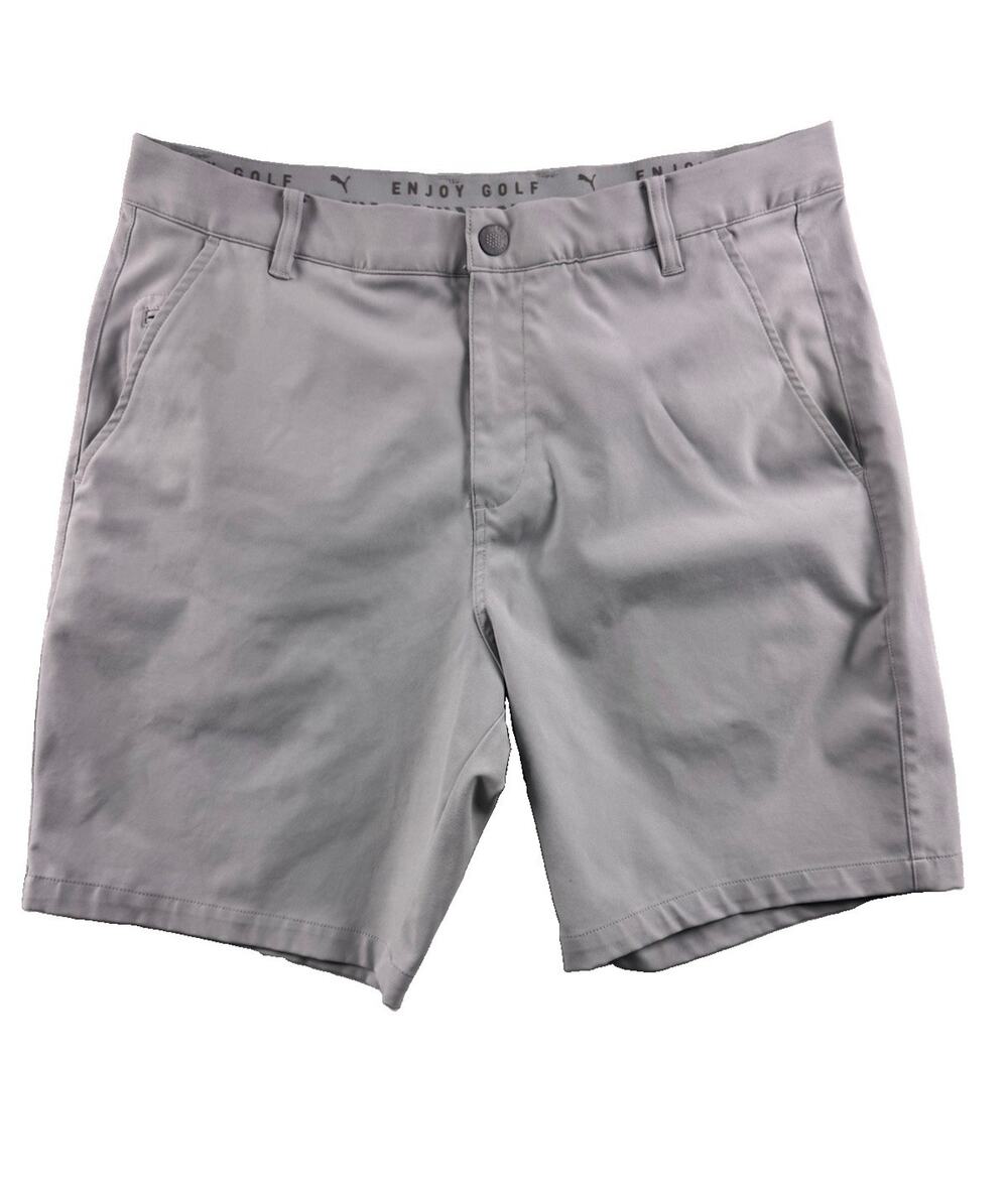 PUMA Golf Shorts Men’s 34 Gray Blue Chevron Waistband Enjoy Golf Stretch